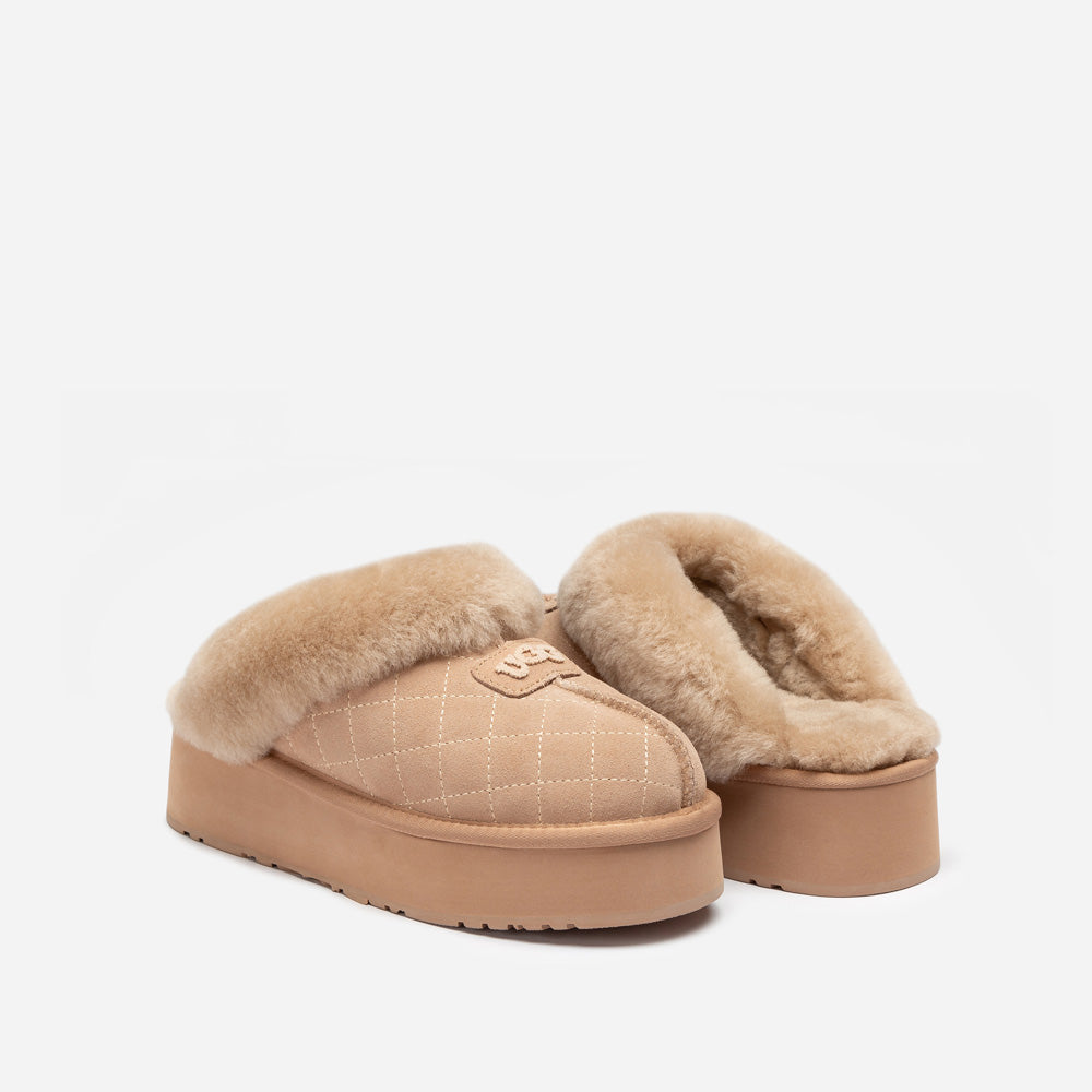 Ugg Coquette Matelassé Logo Platform Slipper (Detachable Feature)