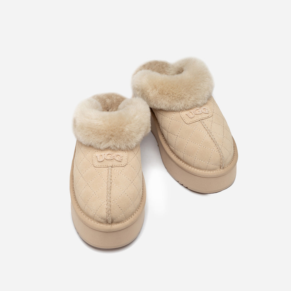 Ugg Coquette Matelassé Logo Platform Slipper (Detachable Feature)