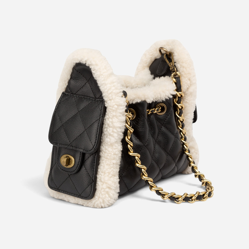 UGG Shearling Quilted Grained Mini Bucket Bag (3-Way)