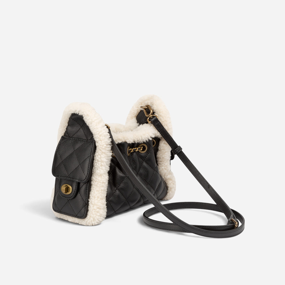 UGG Shearling Quilted Grained Mini Bucket Bag (3-Way)