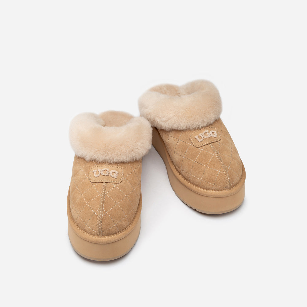 Ugg Coquette Matelassé Logo Platform Slipper (Detachable Feature)