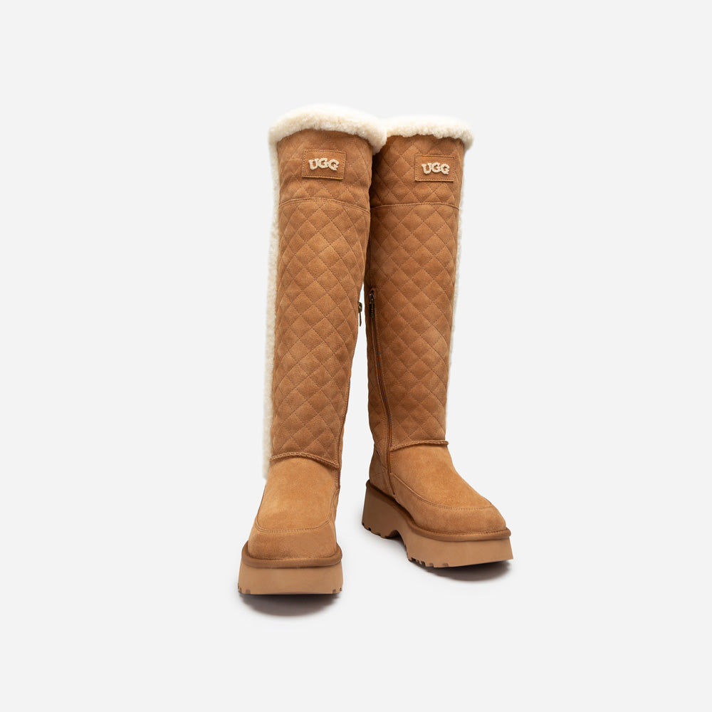 Ugg Queena Matelasse Shearling Long Boot