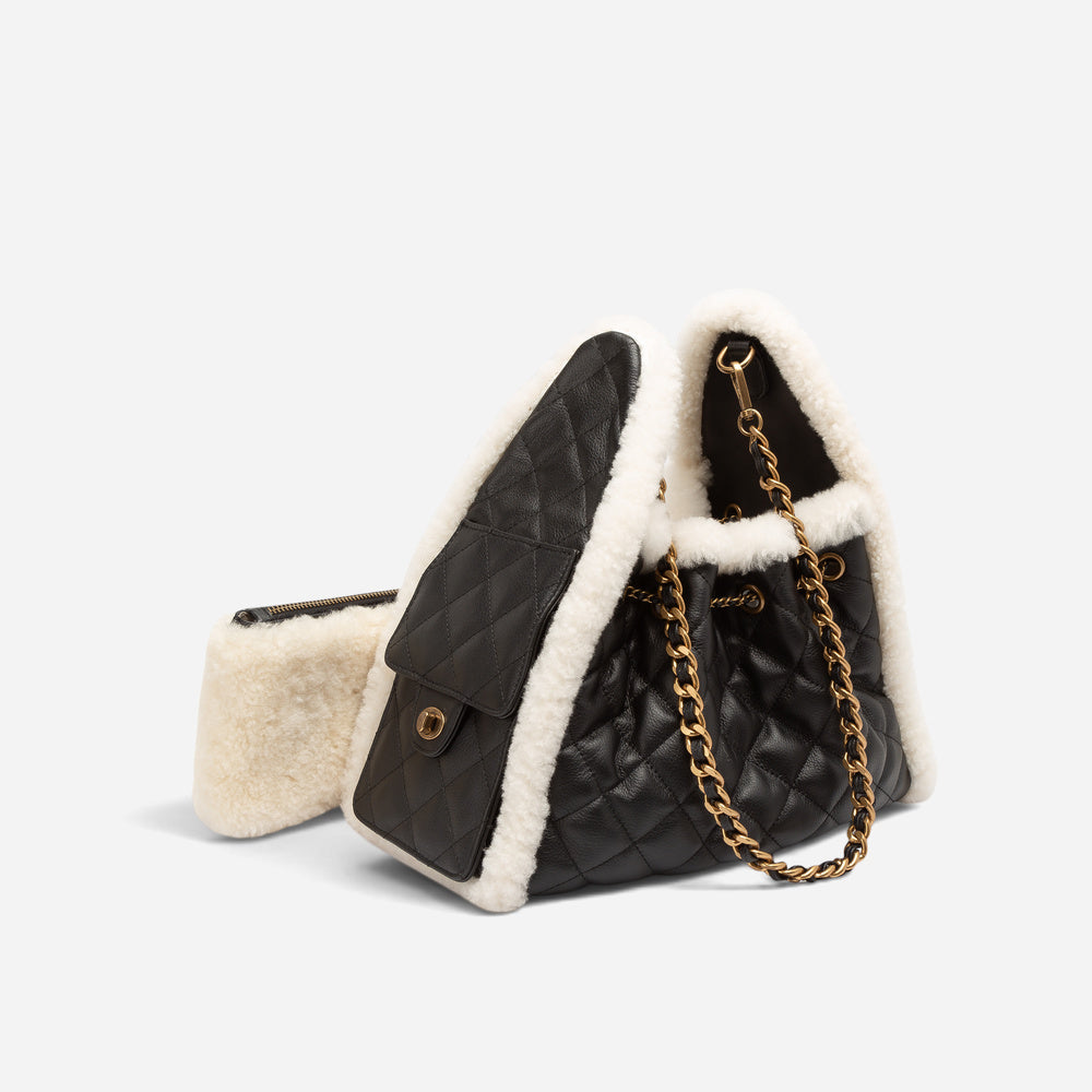 UGG Shearling Quilted Grained Bucket Bag (3-Way)