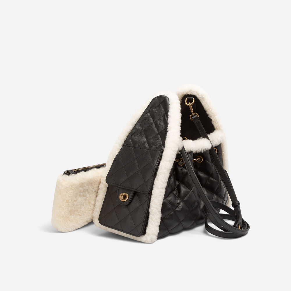 UGG Shearling Quilted Grained Bucket Bag (3-Way)