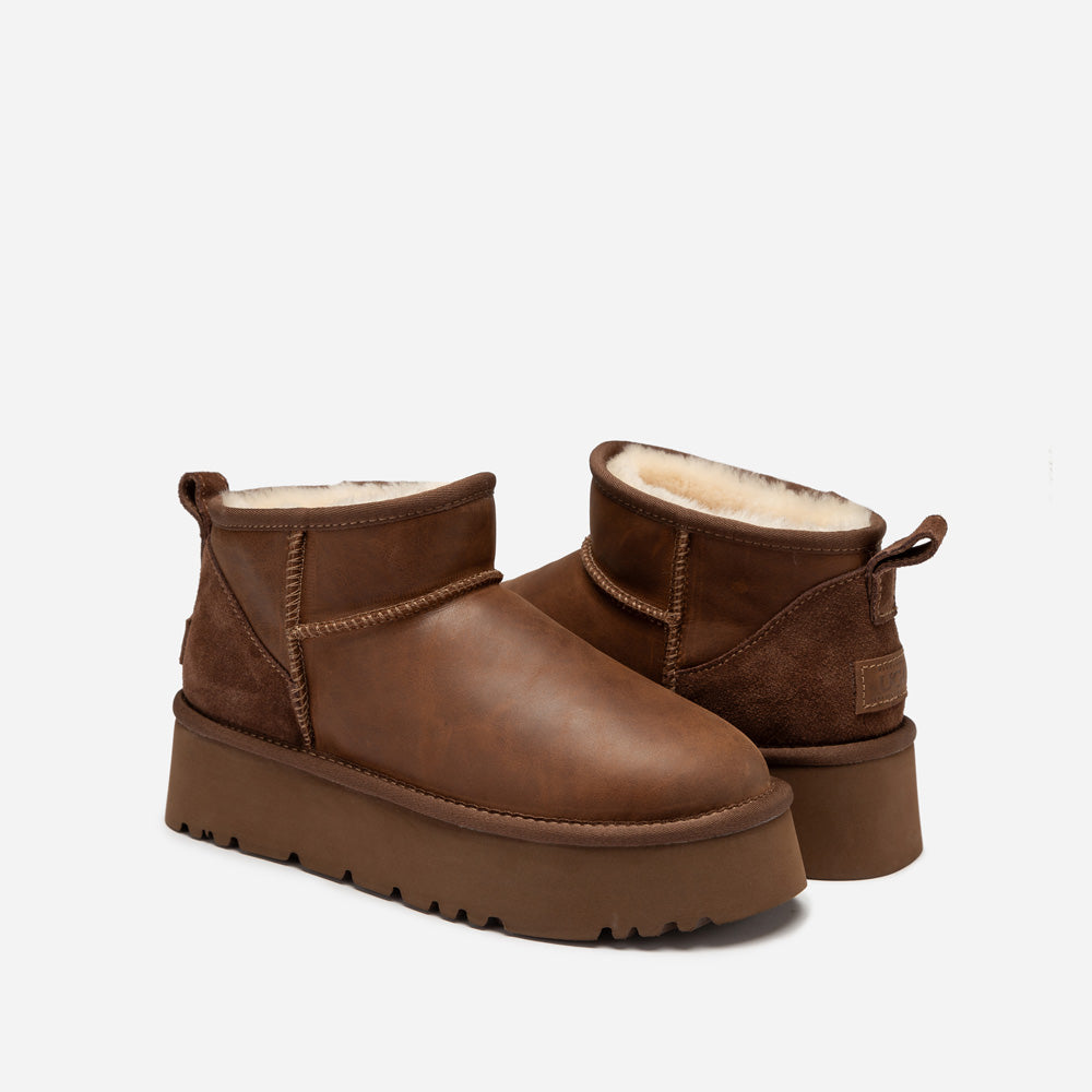 Ugg Classic Platform Ultra Mini Boot (Oiled Leather) (4.5cm)