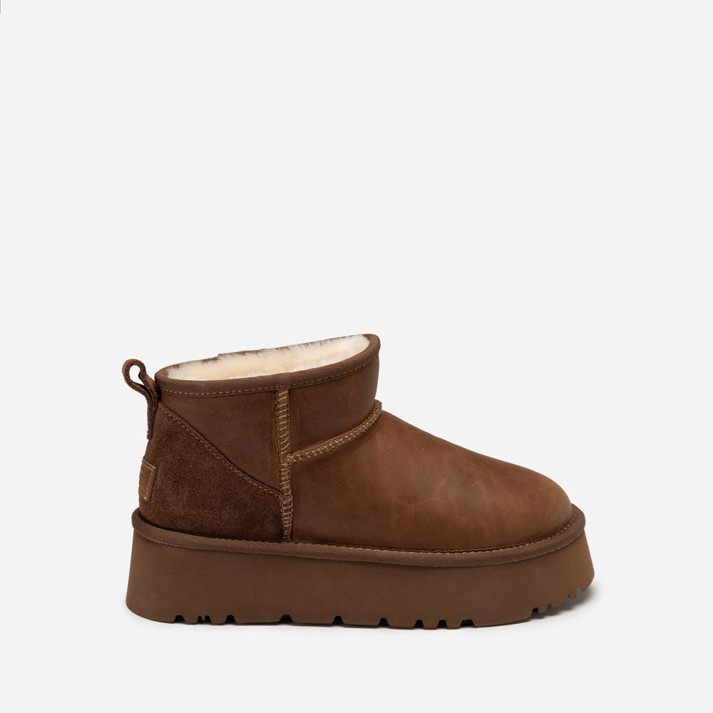 Ugg Classic Platform Ultra Mini Boot (Oiled Leather) (4.5cm)