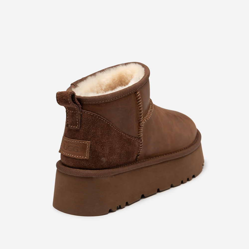 Ugg Classic Platform Ultra Mini Boot (Oiled Leather) (4.5cm)