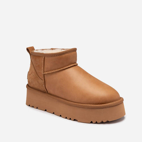 Ugg Classic Platform Ultra Mini Boot (Oiled Leather) (4.5cm)