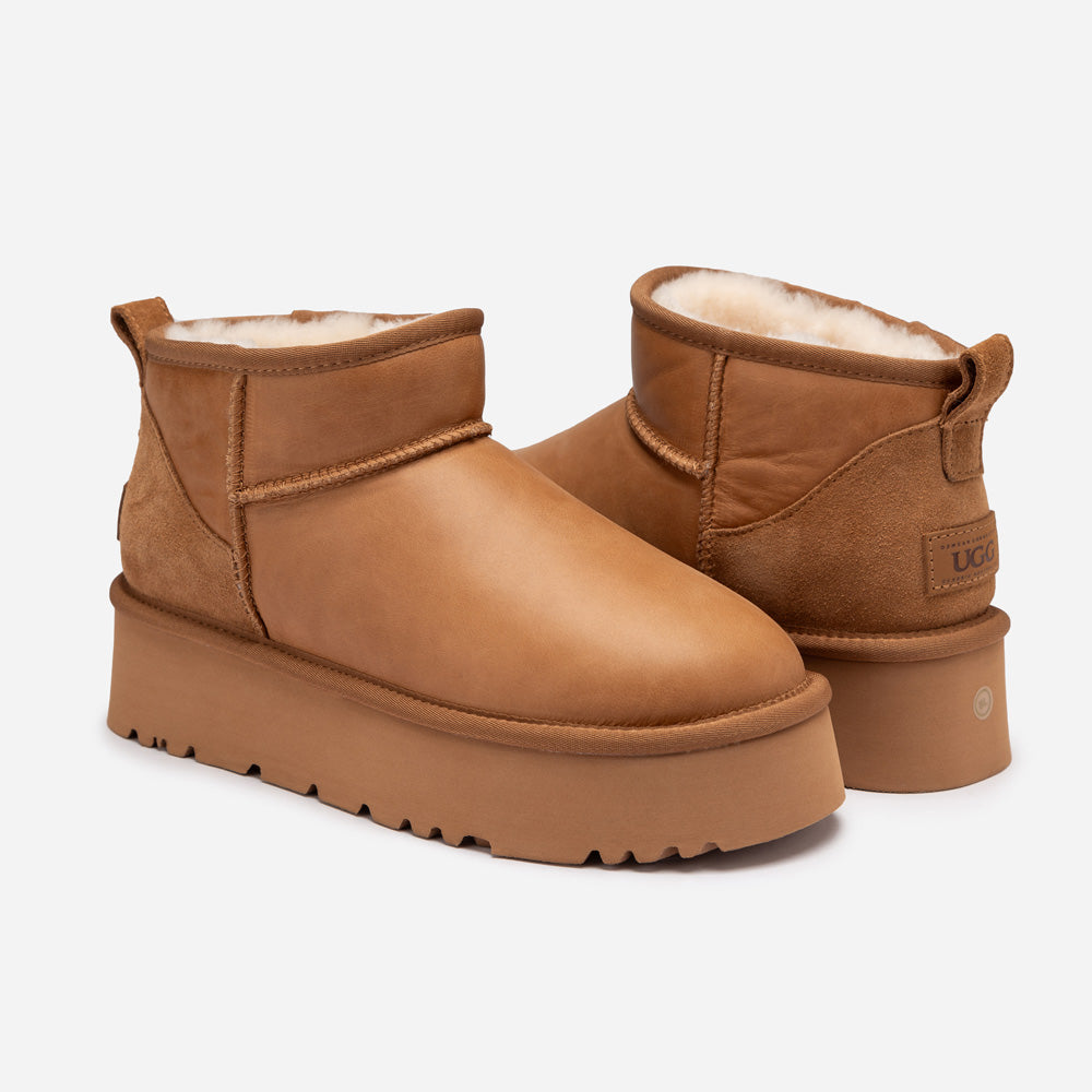Ugg Classic Platform Ultra Mini Boot (Oiled Leather) (4.5cm)