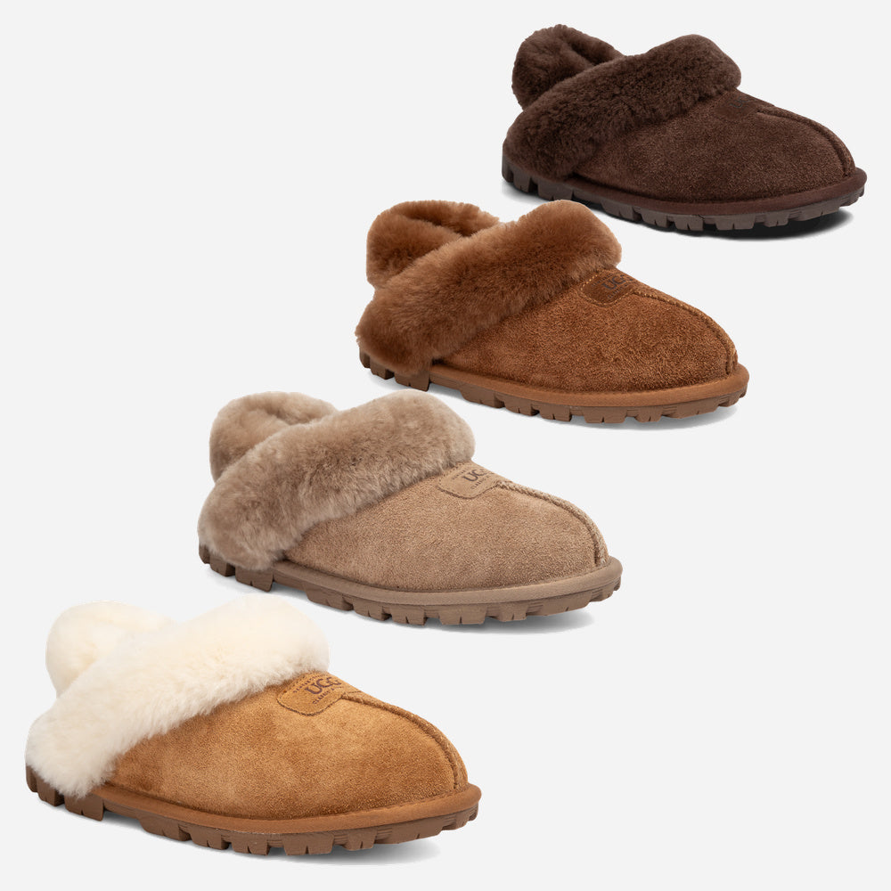 Ugg Coquette Heritage Shearling Slipper Elastic Logo Wool Strap (Detachable)