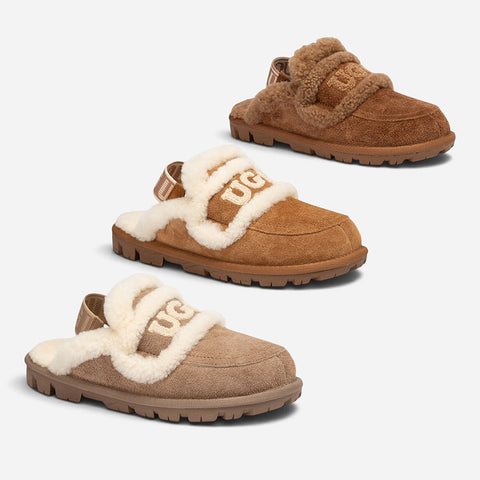 Ugg Violet Heritage Shearling Slipper Elastic Logo Strap (Detachable)