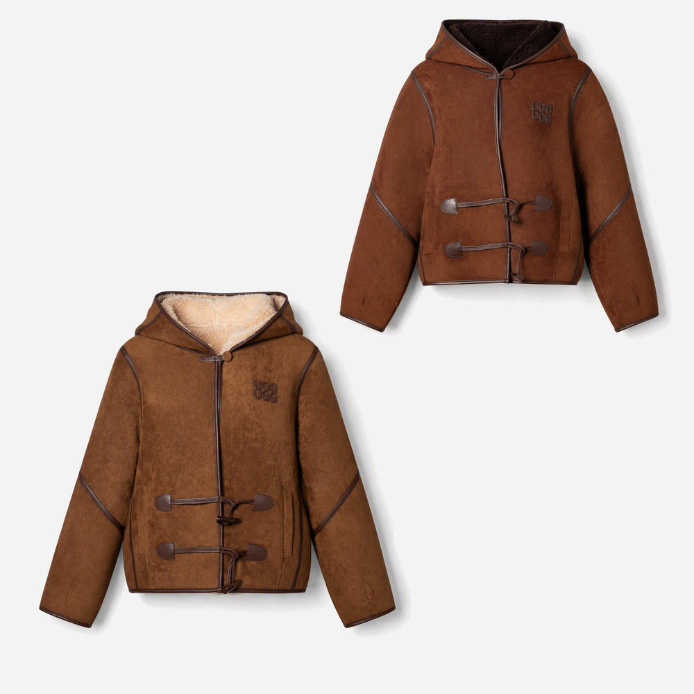 UGG Reversible Australian Wool Hooded Shearling Jacket