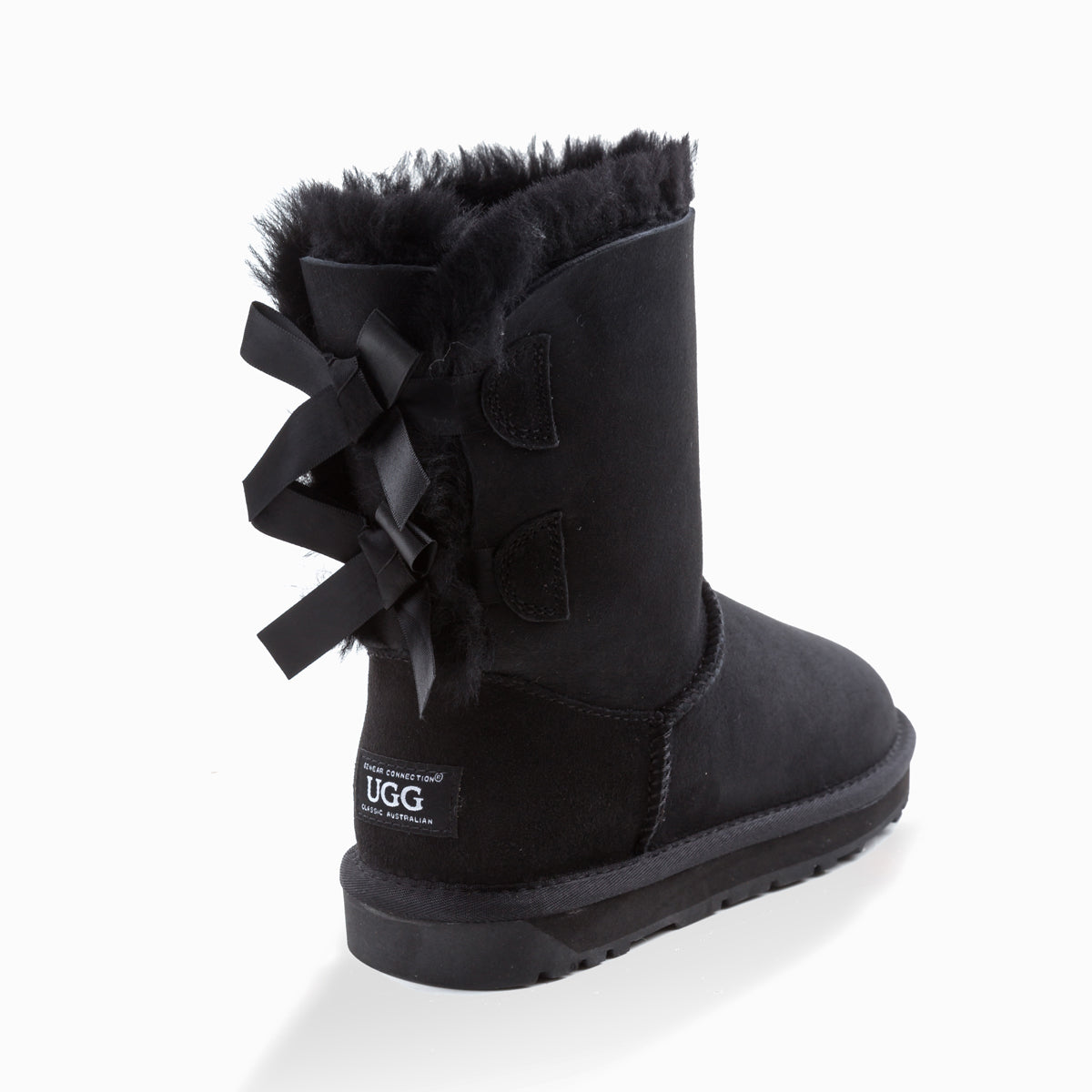 Black uggs with bows on sale in the back