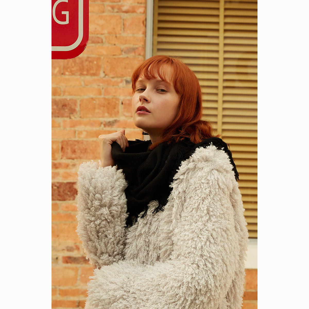 fringed check wool scarf
