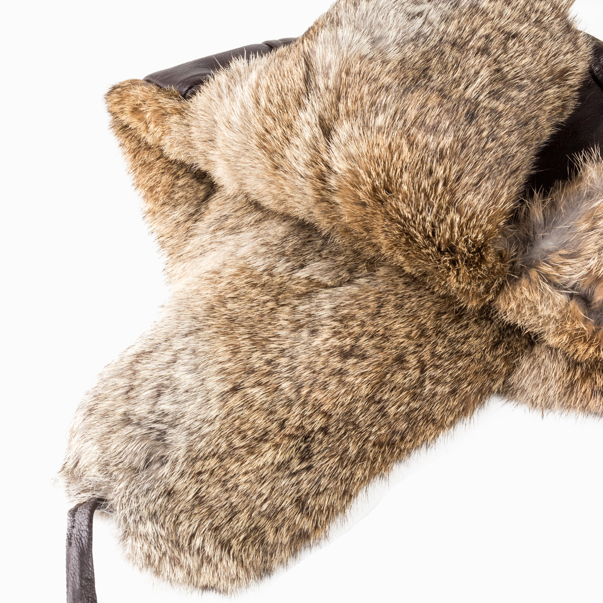 Vintage Brown Leather & Rabbit Fur Aviator Hat – Trapper Style – One Size – Free Rush Shipping