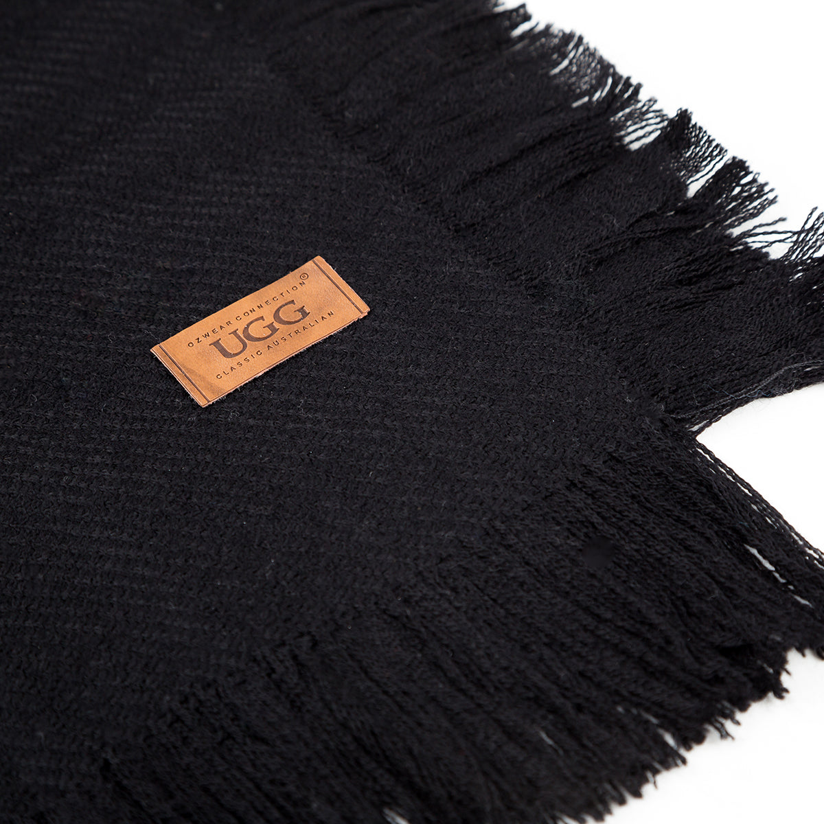 fringed check wool scarf